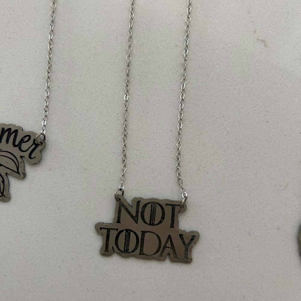 Metal Game of Thrones Inspired 'Not Today' Necklace by So Beautifully Broken